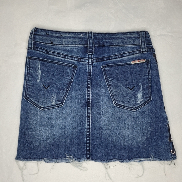 Hudson Girls Distressed Lace Up Denim Skirt Size 7 - Picture 2 of 16